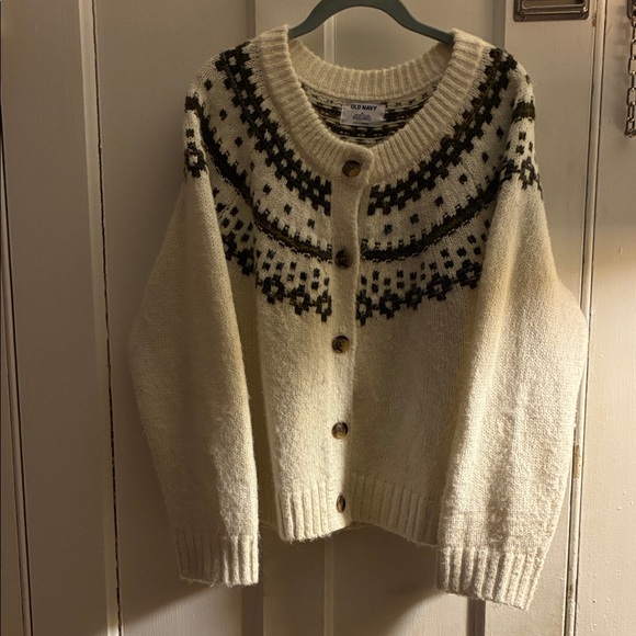Old Navy Sweaters - Old Navy Women's Cream and Black Cardigan
